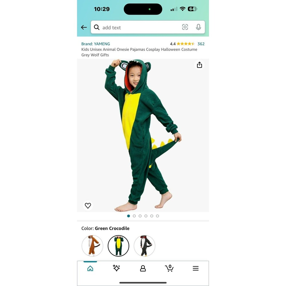 Crocodile pajama onesie New kids medium cosplay Halloween
